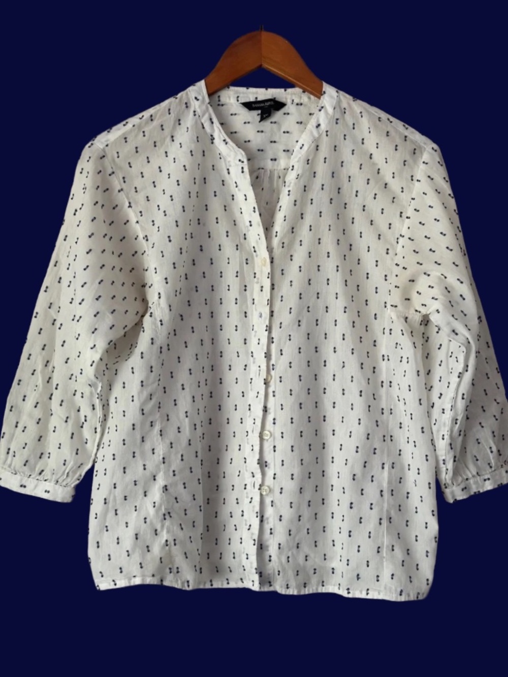 Banana Republic Lightweight Cotton Blouse with Navy Details